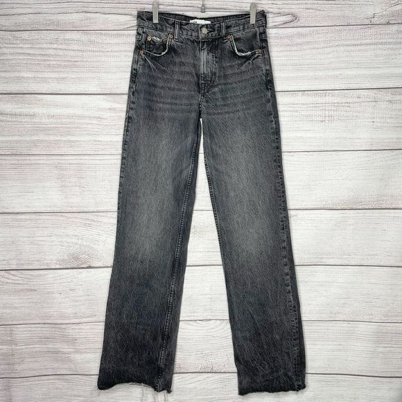 Zara Denim - ZARA 100% Cotton Straight Black Jeans Women’s Size 2 Long